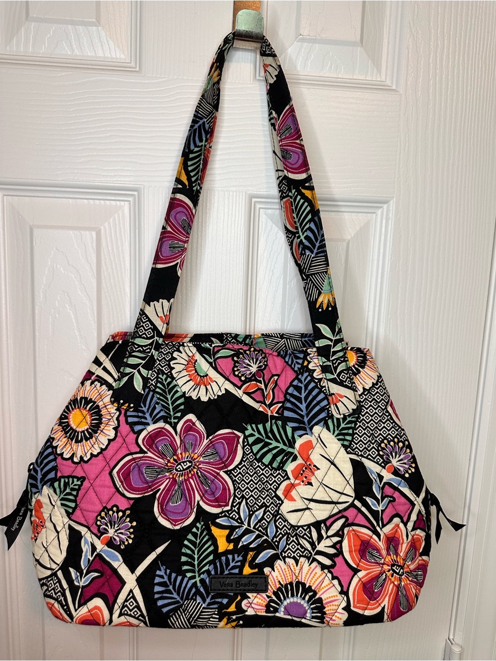 Vera Bradley Black Multi Floral Quilted Tote